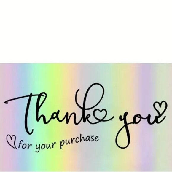 Thank You Cards Small Business 100 Iridescent Foil Rainbow Sales Stylish Trendy - Picture 1 of 2